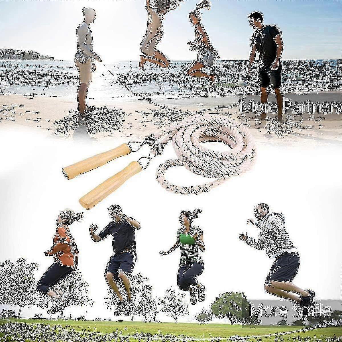10m Long Jump Rope with Wooden Handles - Ideal for Multiplayer & Team Skipping
