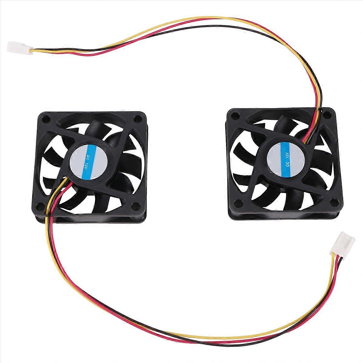 60mm 6cm DC 12V 3 Pin Computer Case CPU Cooler Cooling Fan Black 2 Pcs