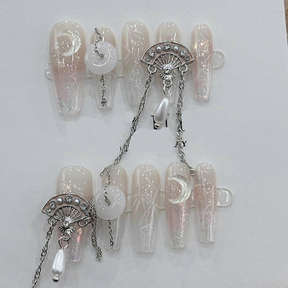 Handmade Chinese Style Press On Nails with Elegant Qipao Design, Durable Reusable False Nails