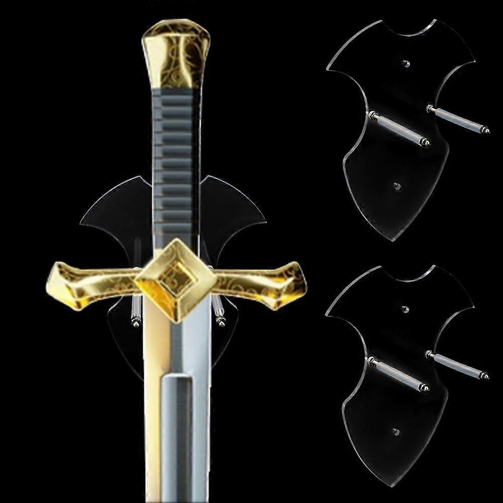 2 Sets Wall Mount Katana Display Holder Clear Plaque Hanging Rack Acrylic Stand with Iron Screws for Lightsaber Vertical Display