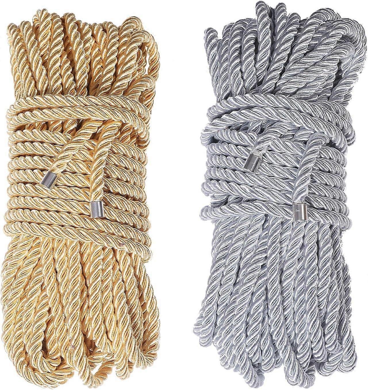 2 Packs 49 Feet Twisted Cord Polyester Twisted Rope Twisted Trim Rope 8mm Decorative Cord Rope All Purpose Rope for DIY Crafts Home Decors Curtain Tie
