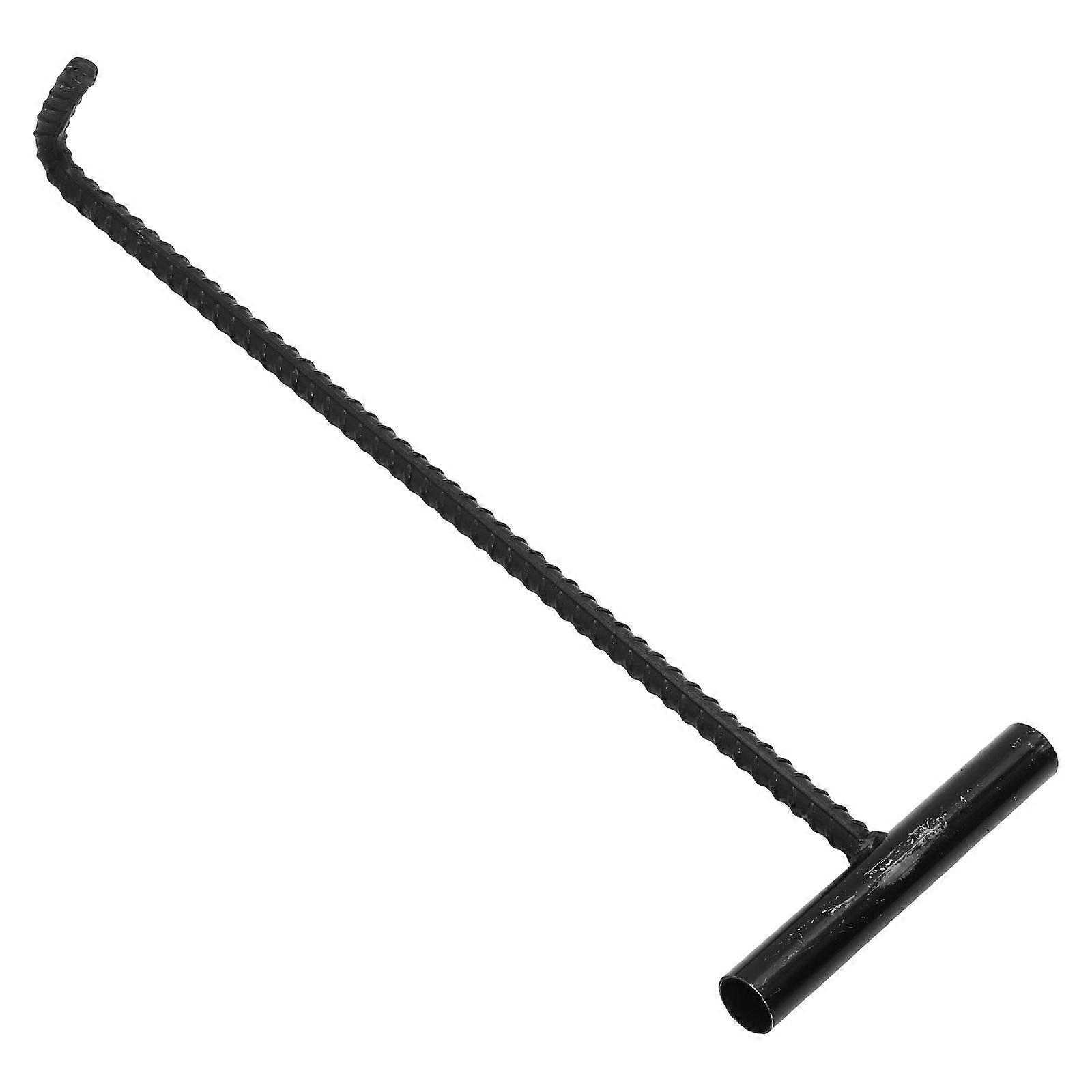 Masteelf Manhole Cover Hook Portable T Shaped Hook Pull Hook Sewer Hook for Moving Lifting