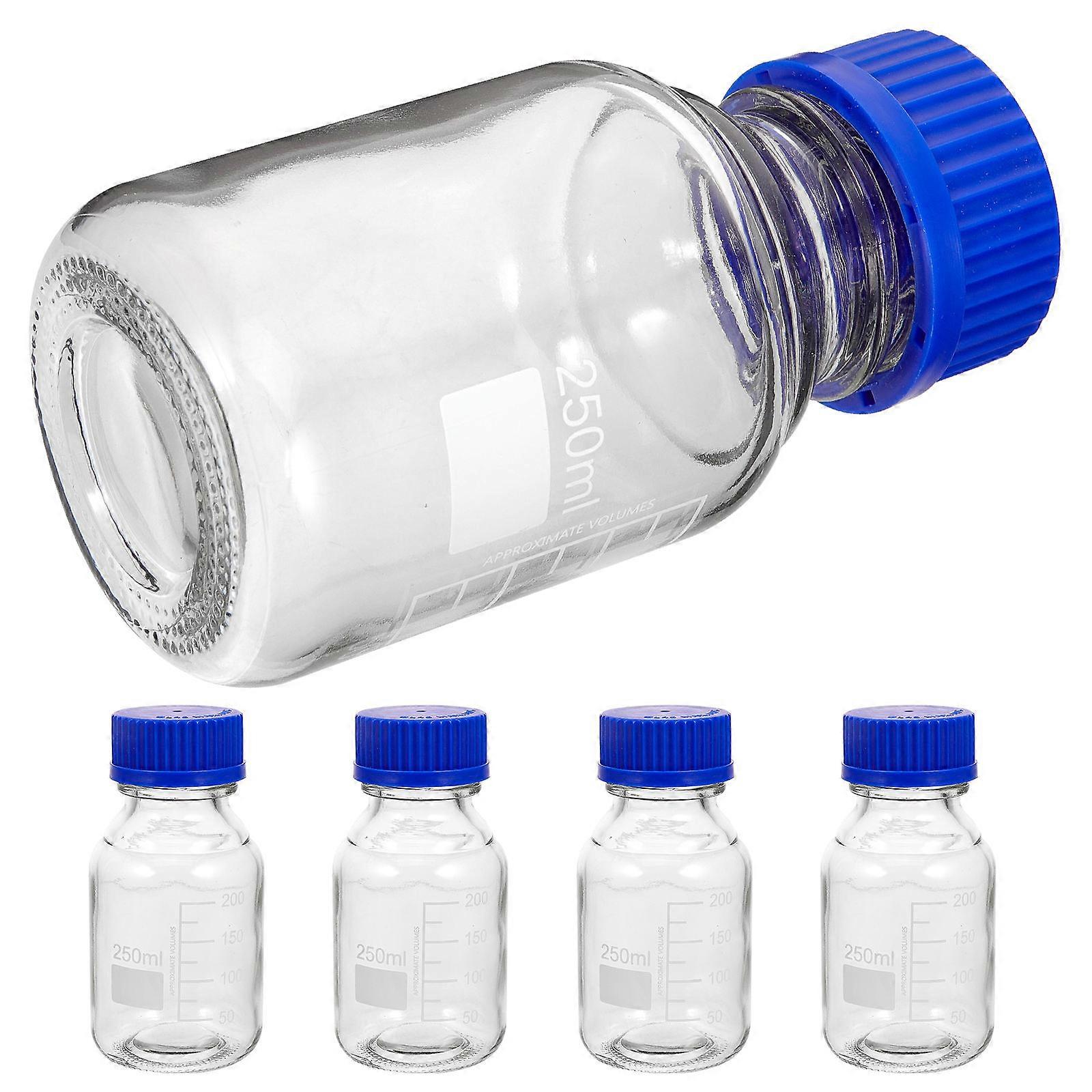 Blue Glass Reagent Bottle for Storage Use with Screw Caps 4Pcs