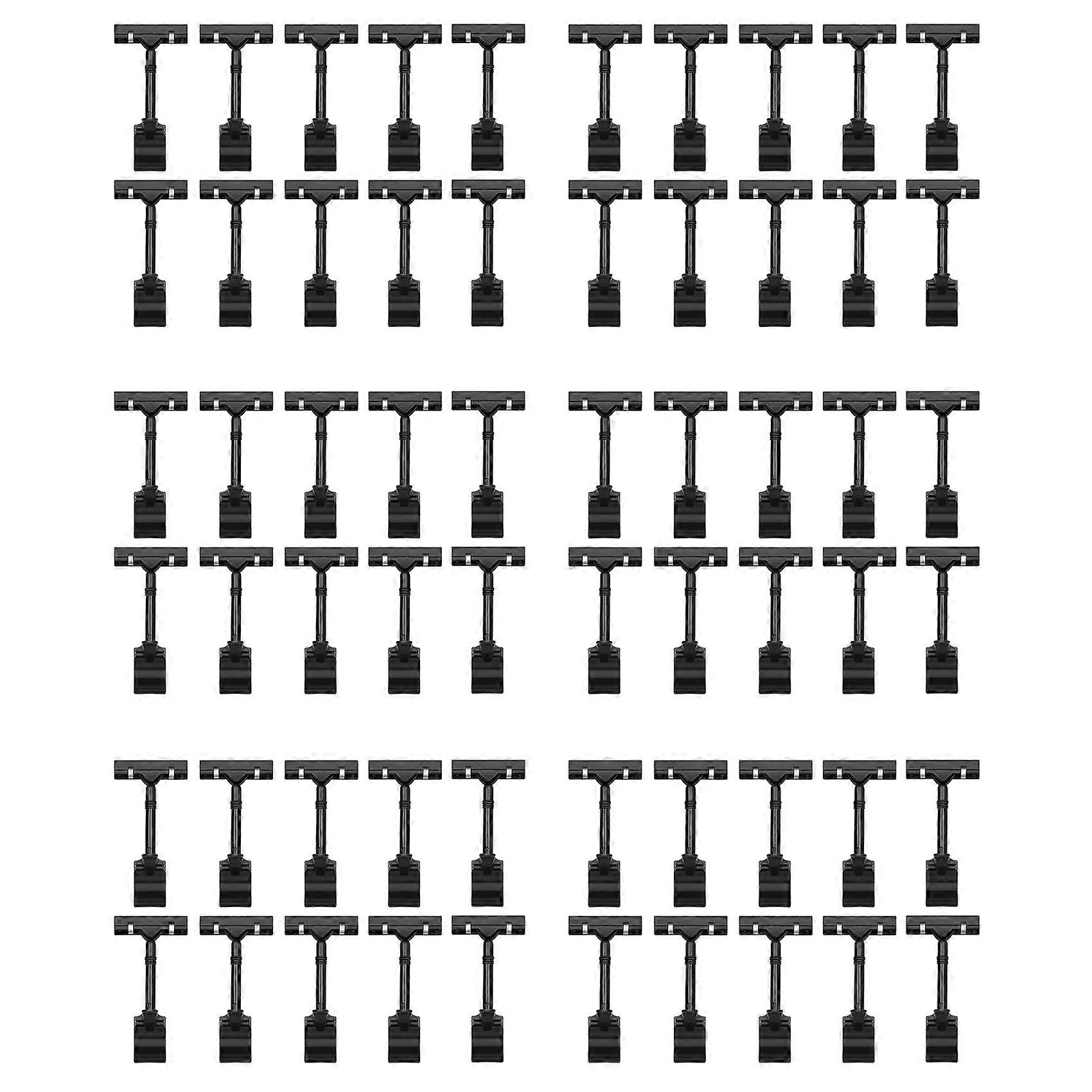 60PCS Adjustable Plastic Sign Holder,Clip-on Style Double Head Display Clips Rotating Reuse Sign Price Tag for Store