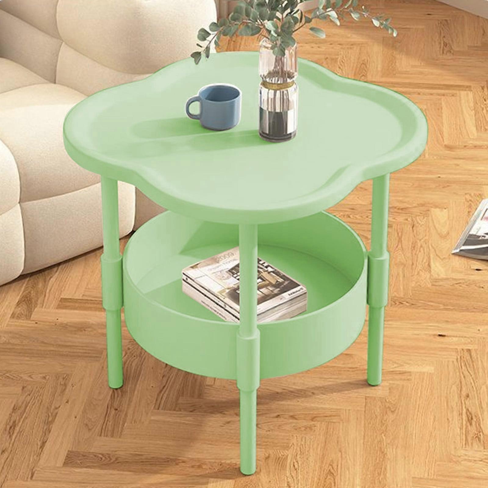 Djunllk Coffee Table with Open Storage Basket, Rounded Corners, Non-Bump Design, Drop-Proof Recessed Desktop, End Table for Living Room