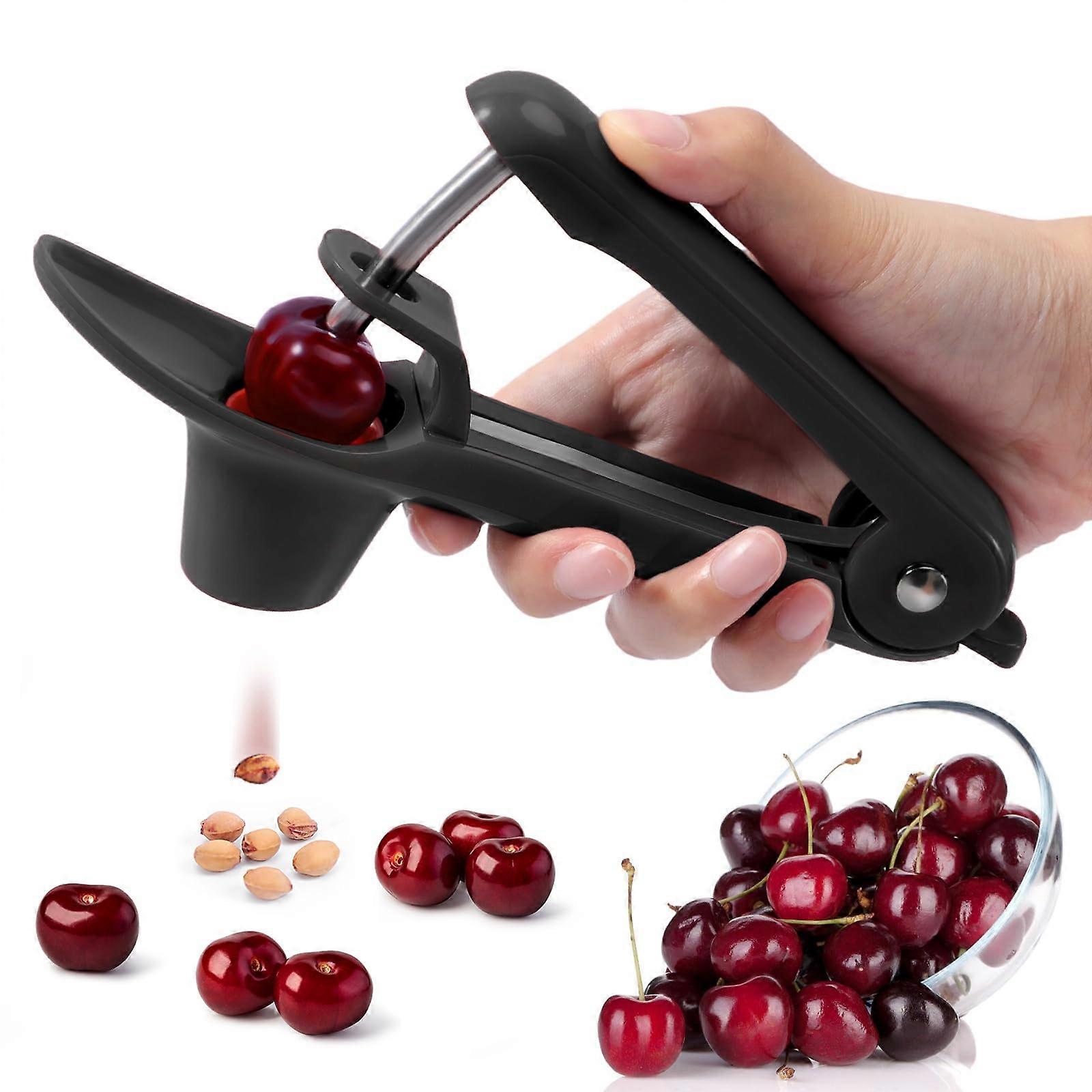 Cherry Pitter Tool Stainless Steel OneHand Pit Remover with NonSlip Grip and Lock for Cherries and Olives