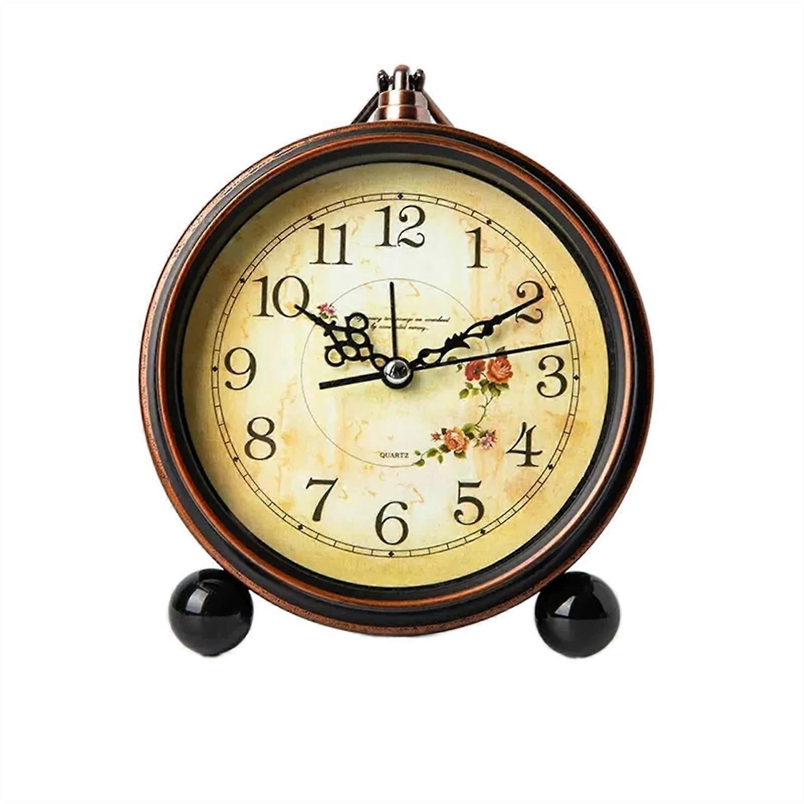 Silent Analog Alarm Clock 5' Non Ticking for Bedroom and Desk, Battery Operated, Easy to Set