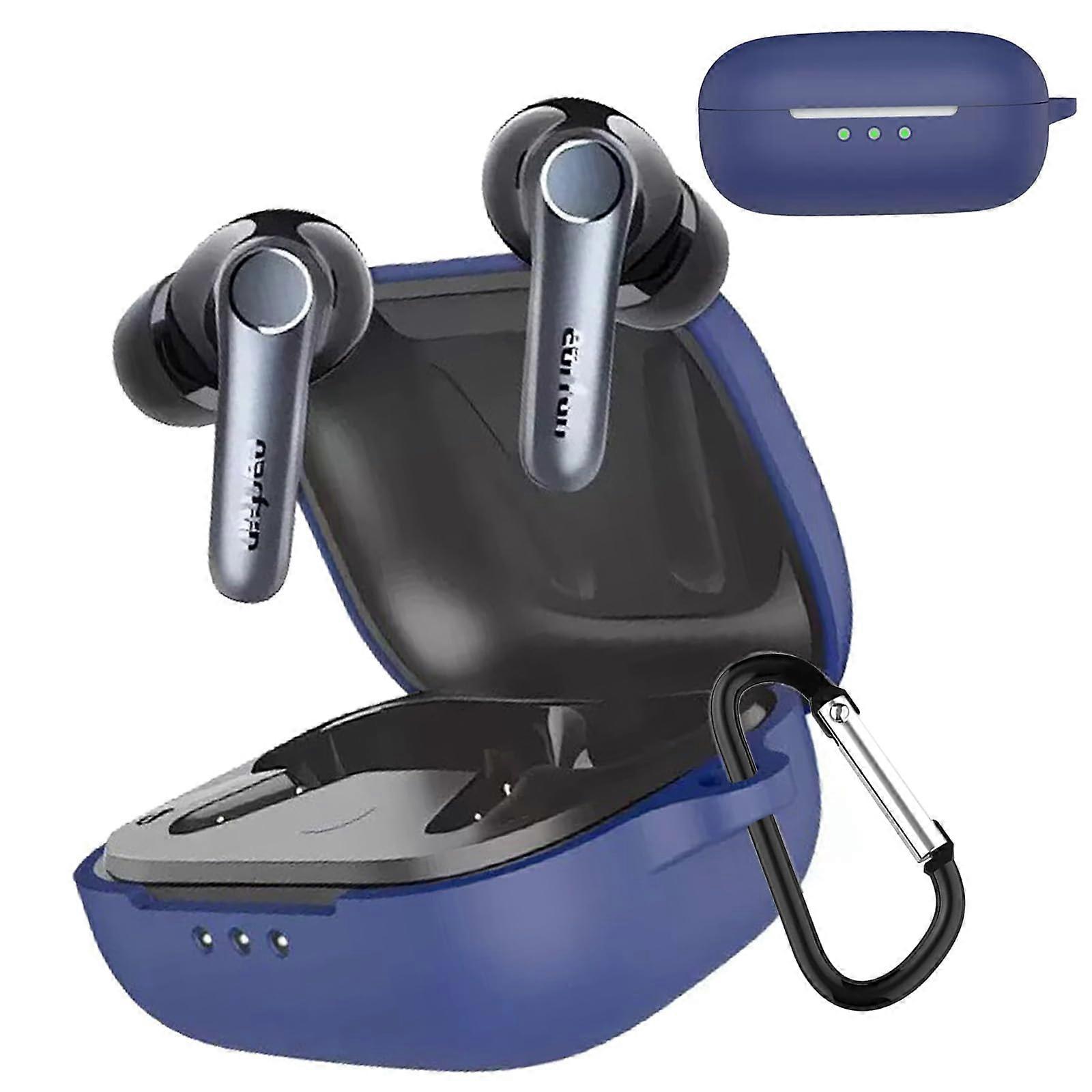 Silicone Cover for Air Pro 4  Soft Case, Shock Resistant, Wireless Charging Compatible, With Carabiner, Blue