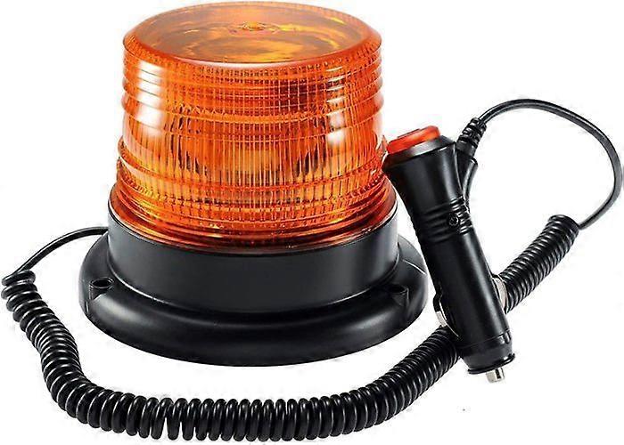 Orange LED rotating beacon, magnetic flashing warning light for vehicles with 12V-80V cigarette lighter plug