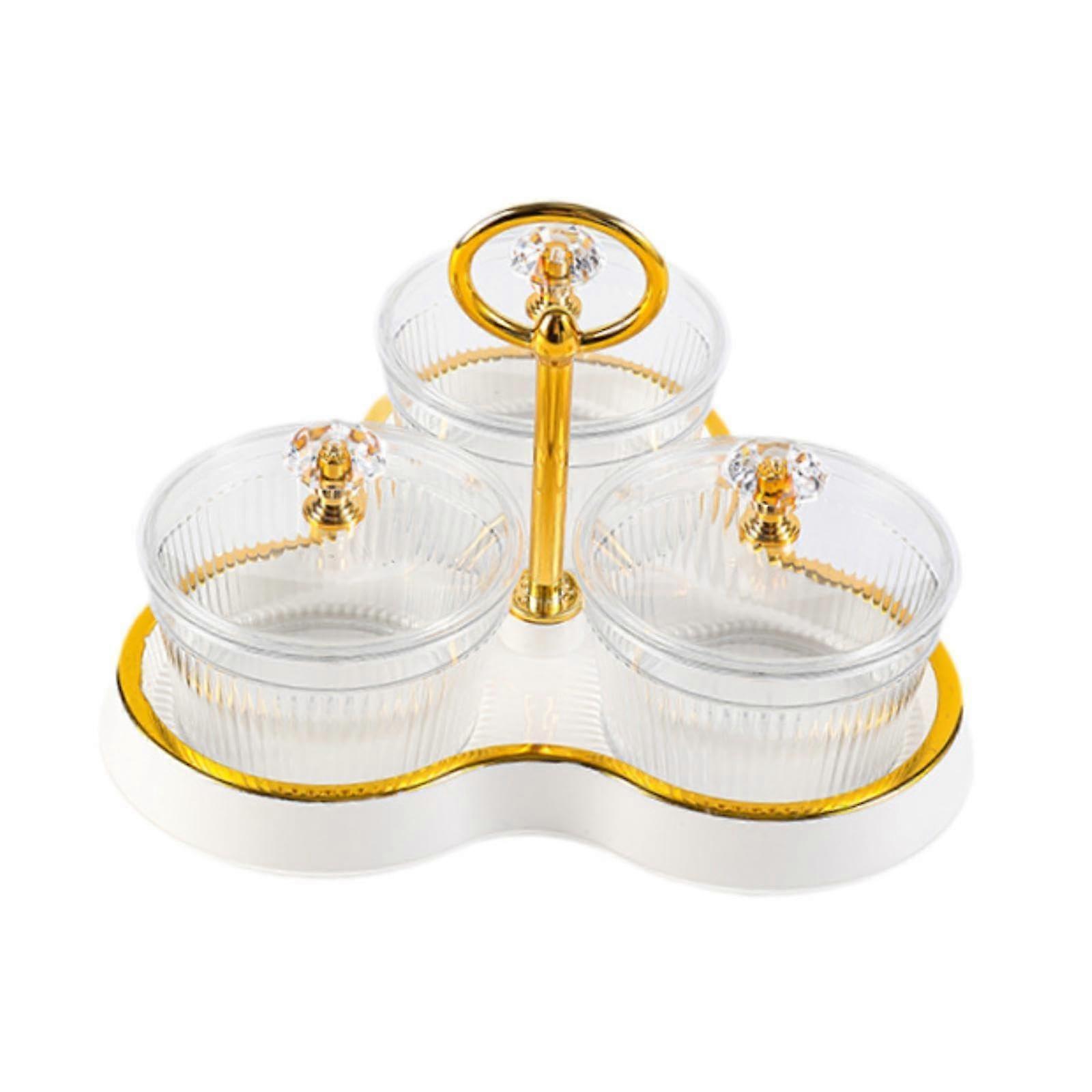 Cream White 3Grid Multipurpose Divided Serving Tray for Snacks Fruit Candy and Nuts