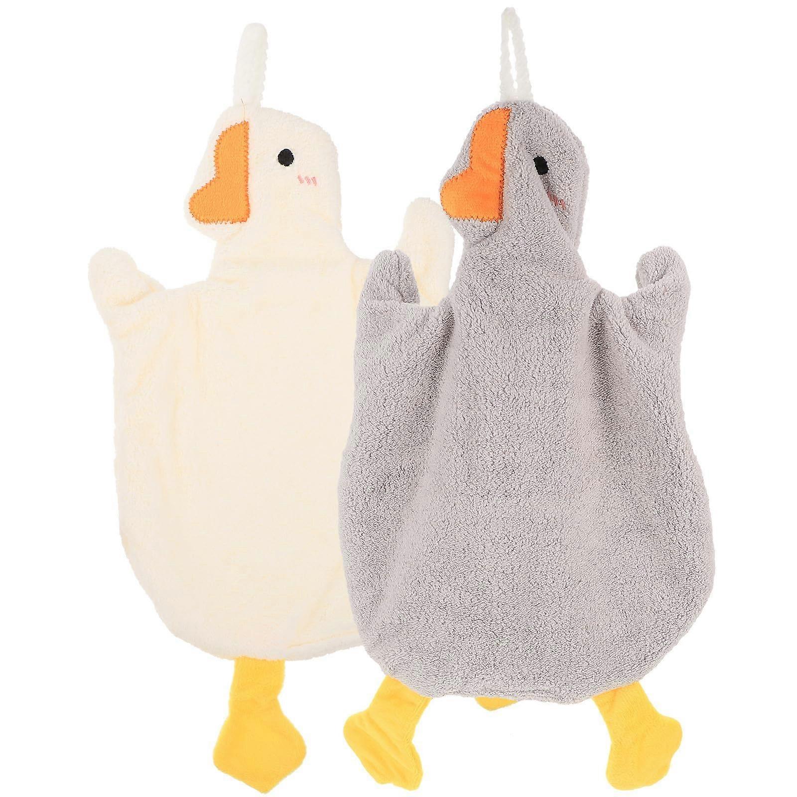 2pcs Cute Animal Hanging Hand Towels QuickDry Microfiber with Loop for Kitchen and Bathroom