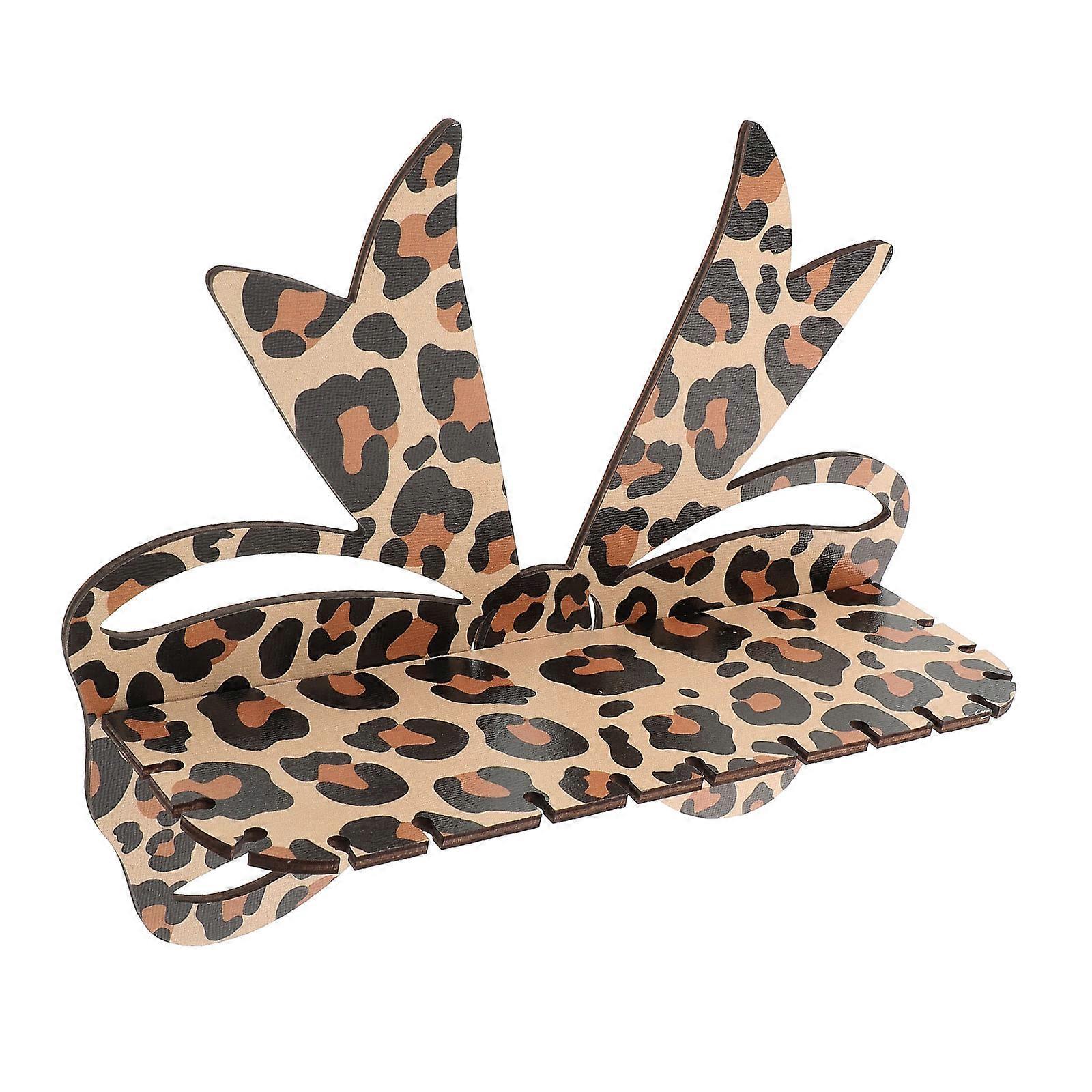 Wooden Bowknot Shelf with Leopard Print for Small Wall Mounted Storage