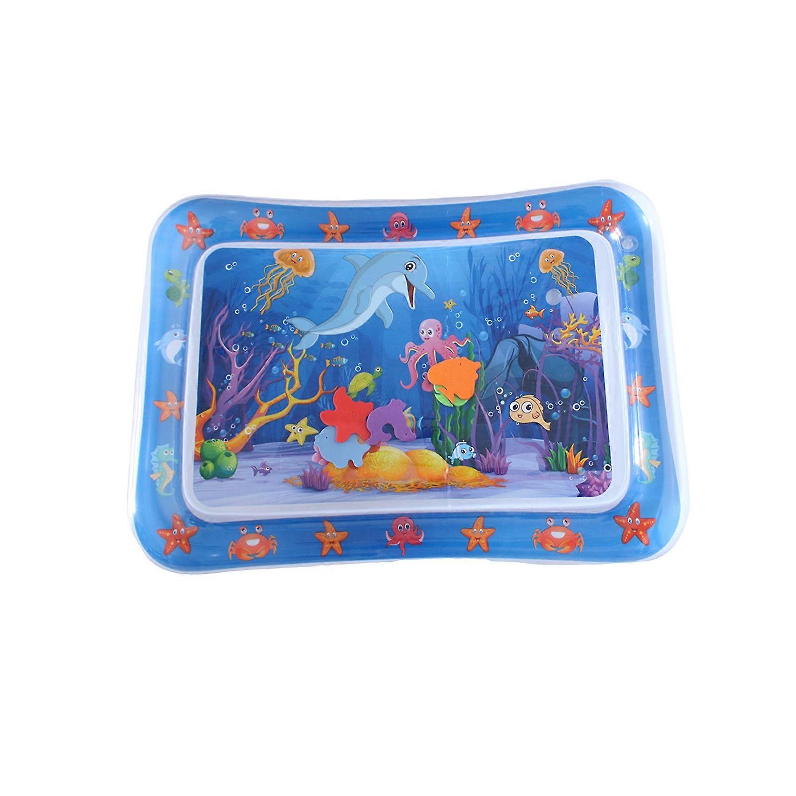 Water Sensor Mat for Cats Thickened Water Sensory Playmat with Fish Pattern Inflatable Cooling