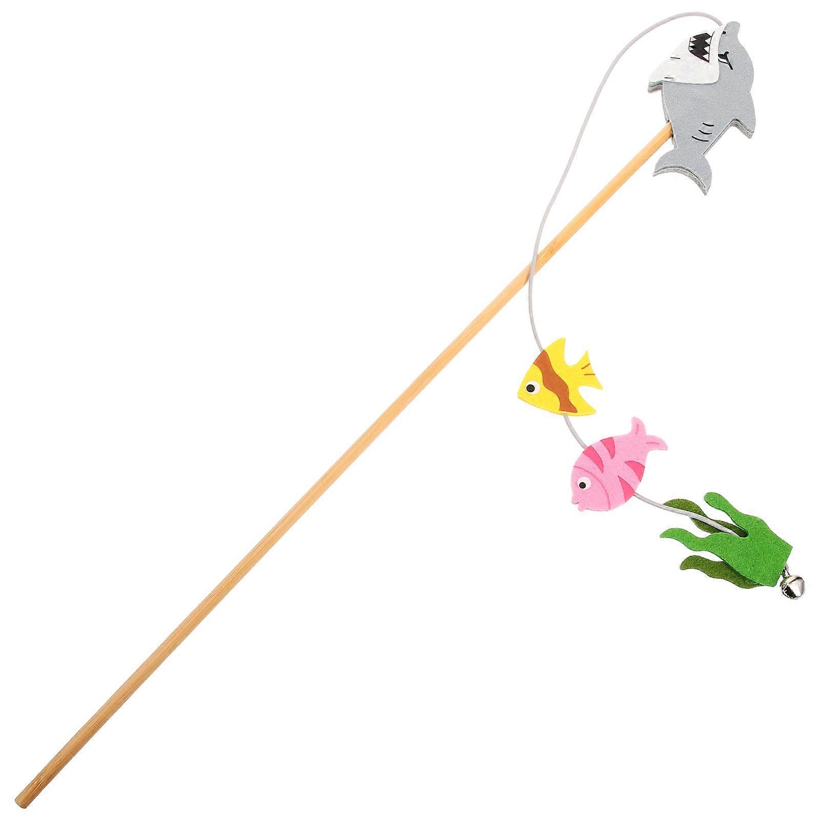 Multi Colored Cat Interactive Teaser Stick For Indoor Outdoor Play 1Pack