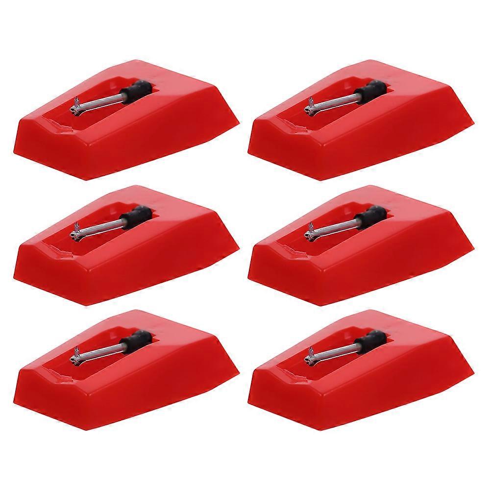 Record Player Needle Replacement for Turntable 6Pcs Durable Red Needles