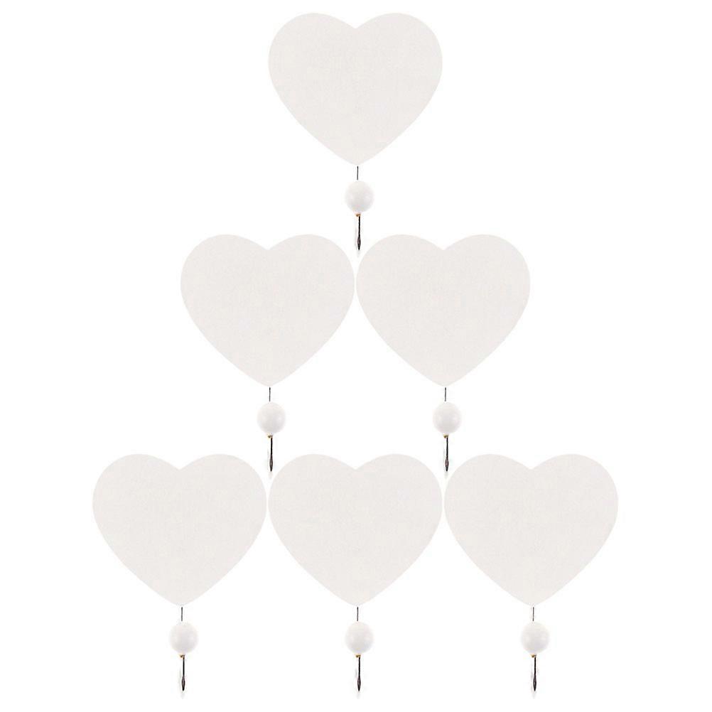6Pcs Heart Shape Hooks Wooden Hook for Wall Multi-Functional Hanging Use