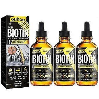 3x Biotin Hårväxtolja 7 Hårvård Eterisk Olja Behandling Förebyggande Avfall Återställande Eterisk Olja 30ML 25-26