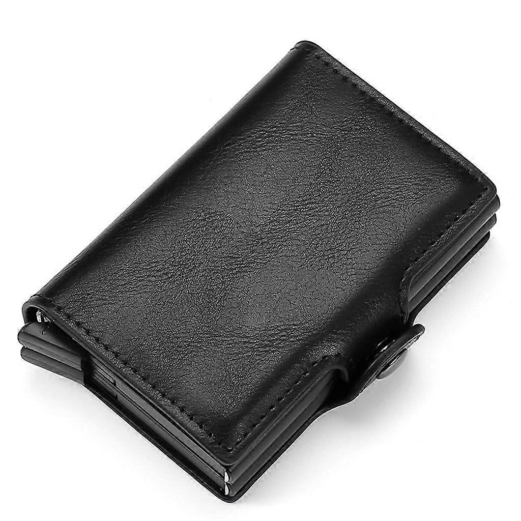 Men's PU Leather RFID Blocking Automatic Pop Up Card Holder with Multi Card Slots