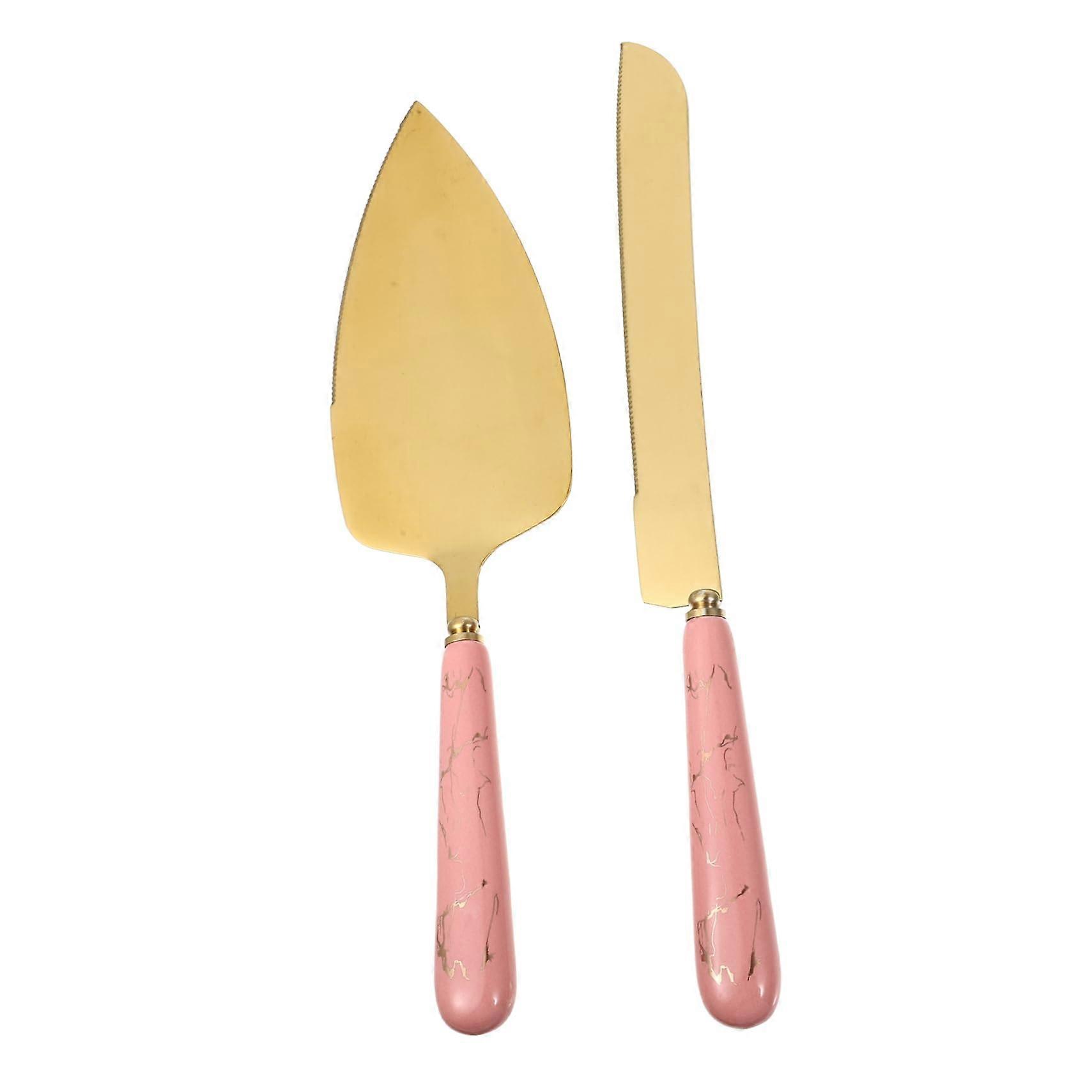 Gold Stainless Steel Cake and Pie Server with Ergonomic Ceramic Handle for Baking