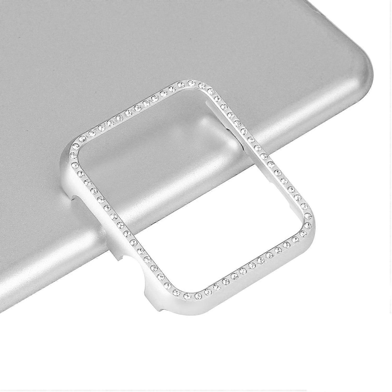 Glitter Shockproof Bumper Case with Full Coverage AntiScratch Shell Silver for Apple Watch 38mm Series 3