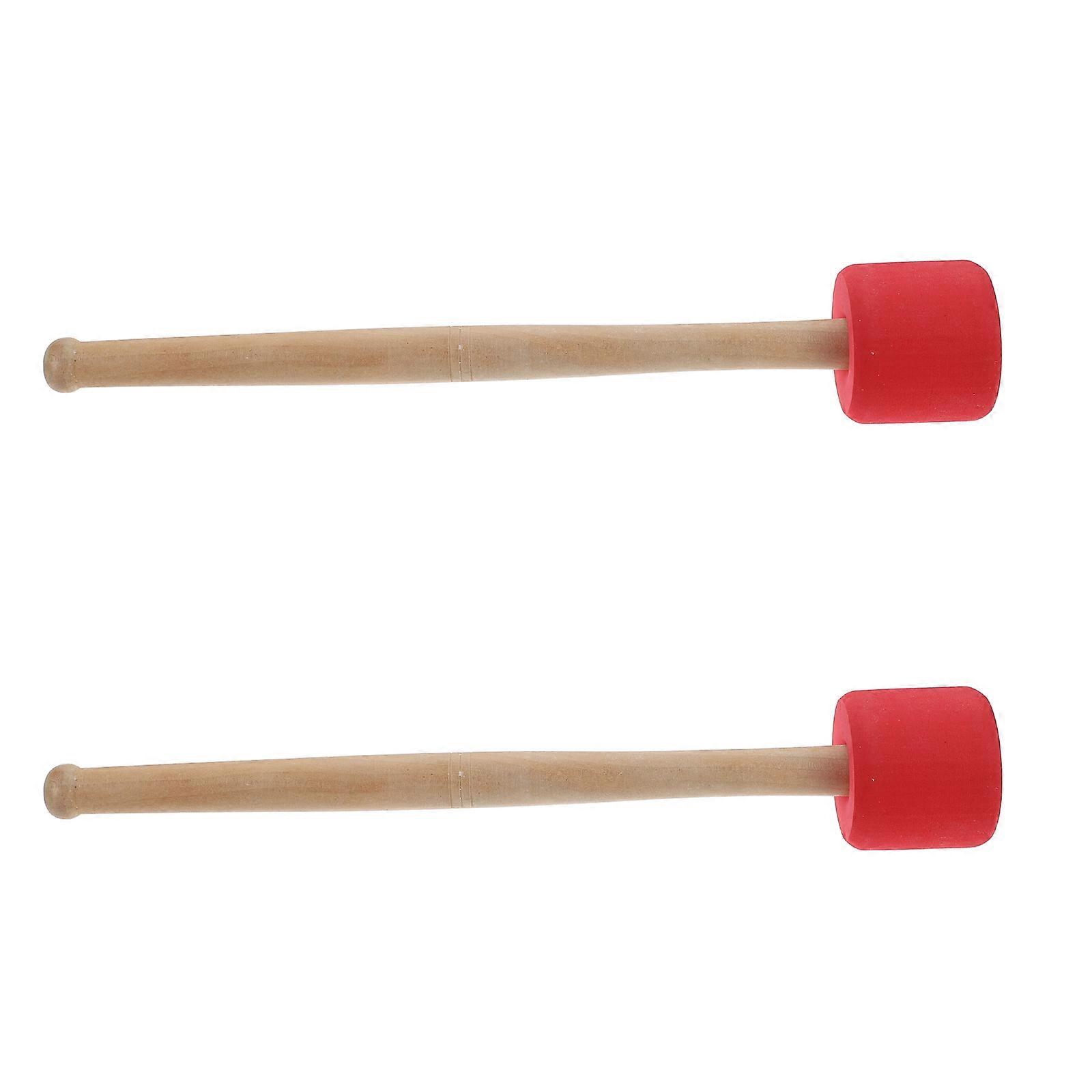 Red Drumstick for Bass Drum with Wood Handle 2Pcs Set