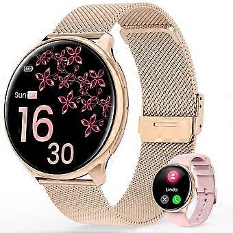Smartwatch da donna con cardiofrequenzimetro, fitness tracker impermeabile IP68 per Android e iPhone, oro rosa