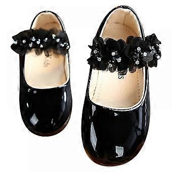 Wuffmeow Mädchen Blumenmuster Prinzessinnen-Flats-Schuhe Ledersandalen