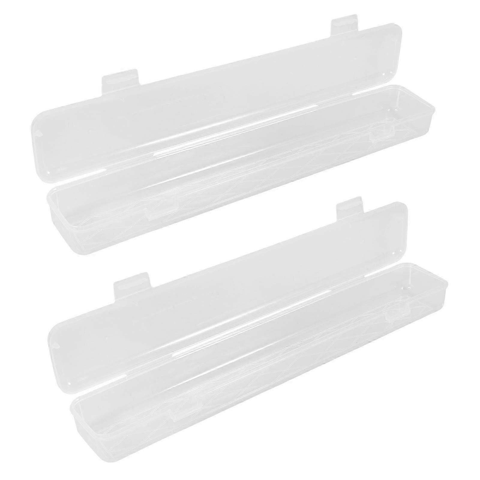 Transparent Pen Container 2Pcs With Rectangular Shape For Artists And Students Storage And Organization