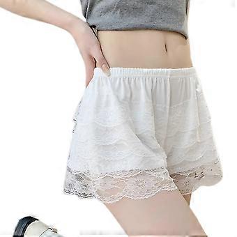 Donne Ragazza Tiered Ruffled Lace Bloomers Pantaloncini Mutande Mezze Scivolate Sotto Abiti Sicurezza Pantalone Corto Frilly Pettipants Bianco Taglia unica