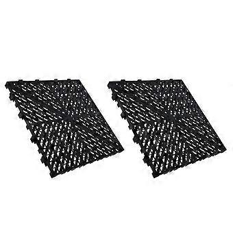 Lot de 2 dalles de sol modulaires emboîtables : tapis de drainage en plastique 40 x 40 cm - Tapis de jonction antidérapant pour terrasse, douche, zone humide, magasin, chenil, garage, balcon