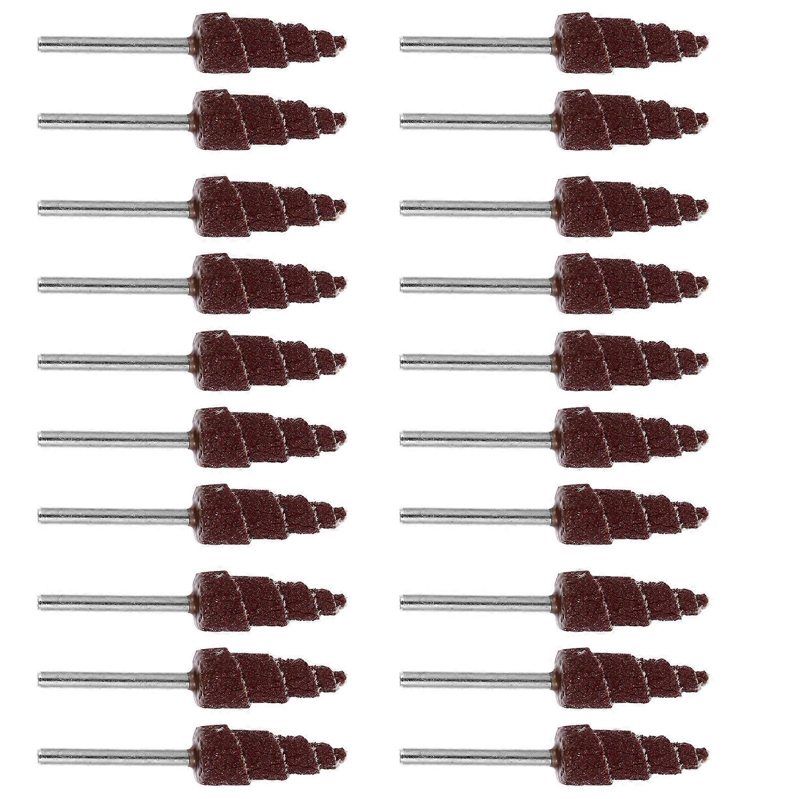 20pcs Cone Shape Abrasive Flap Wheel with Handle for Deburring Sanding