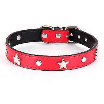 Dog Collar With Star Studs, Small Dog Necklace For Small Dogs, Adjustable Length For Cat Pet Collar-Red