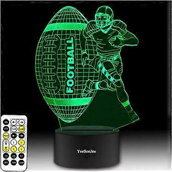 Football Gifts for Men 3D Illusion Lamp with 7 Colors Timer Remote Birthday Gifts for Boys Age 6 7 8 9 10 Year Old Boys Gifts (FOTB 7CB)
