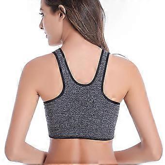 Front Zipper Sports Underwear Shockproof Running Fitness Sports Vest Yoga Bra for Workout - Size M(Grey)
