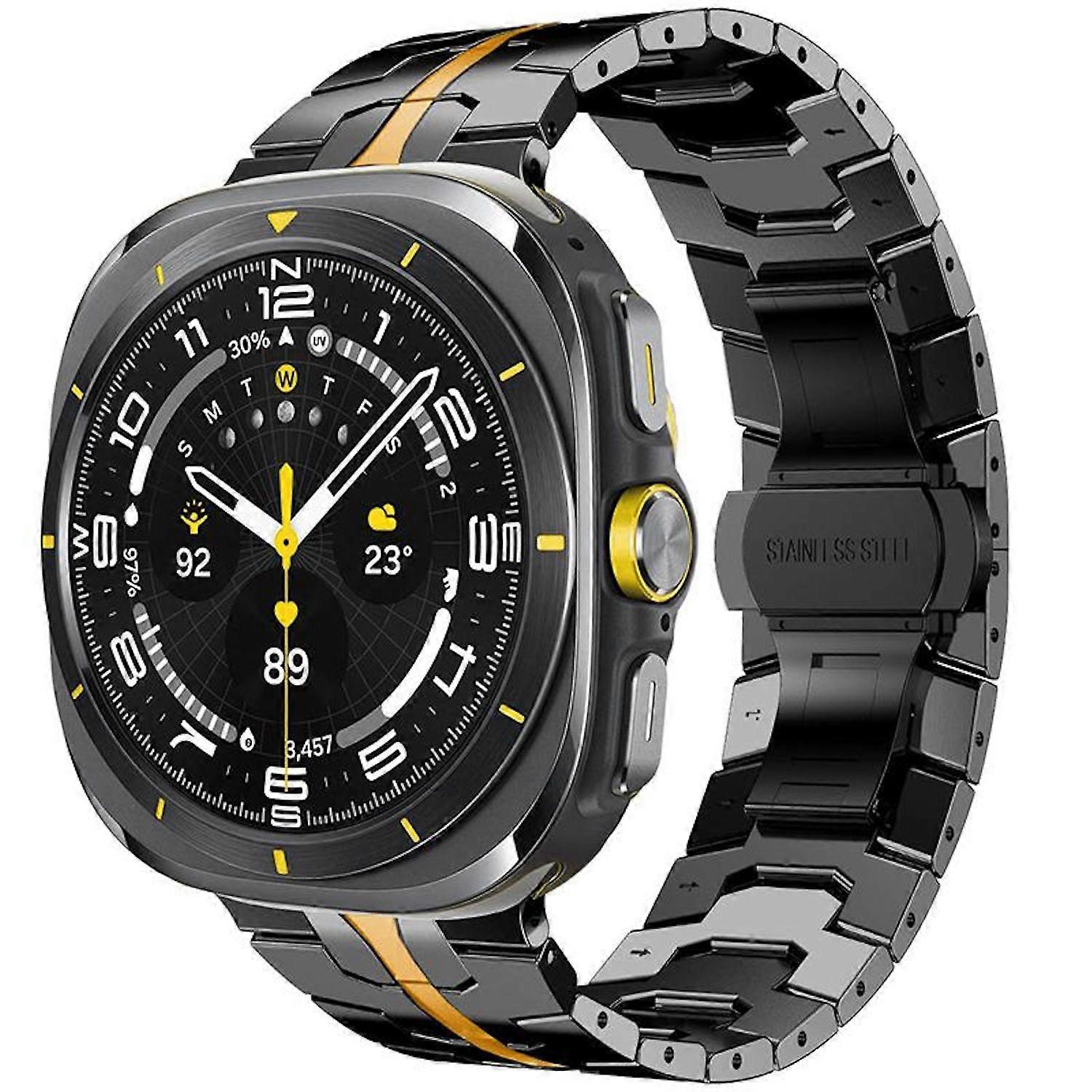 For Samsung Galaxy Watch 8 / 8 Classic xDfind Stainless Steel Bracelet with Butterfly Clasp Black / Gold