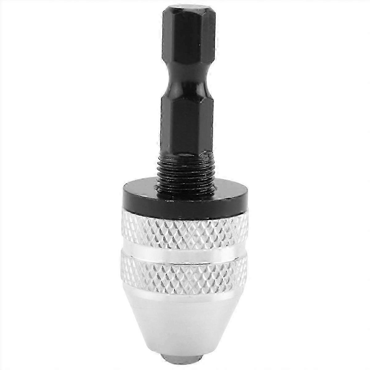 Silver+Black 6mm Keyless Drill Bit Chuck Quick Change Adapter Converter Hex Shank