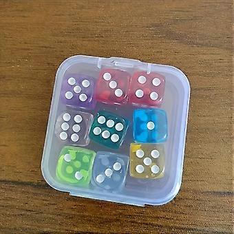 Translucent Dice Set with Storage Box, 9 Pcs Assorted Colors for Math Games Classroom Activities, Portable & Durable