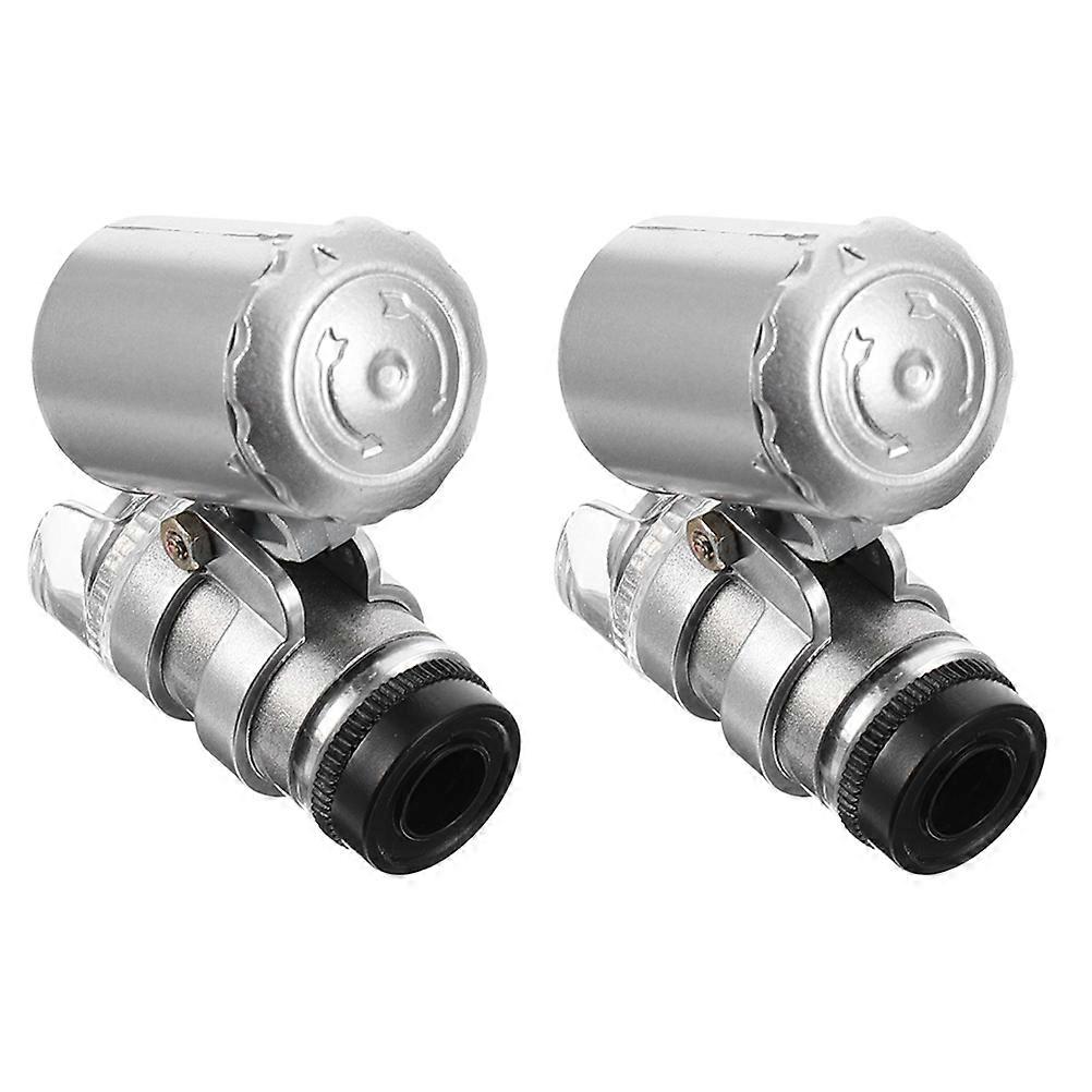2 Pcs Compact Camera Lighted Takmly Microscope Jewelry Microscope Glass Mini 60x Microscope
