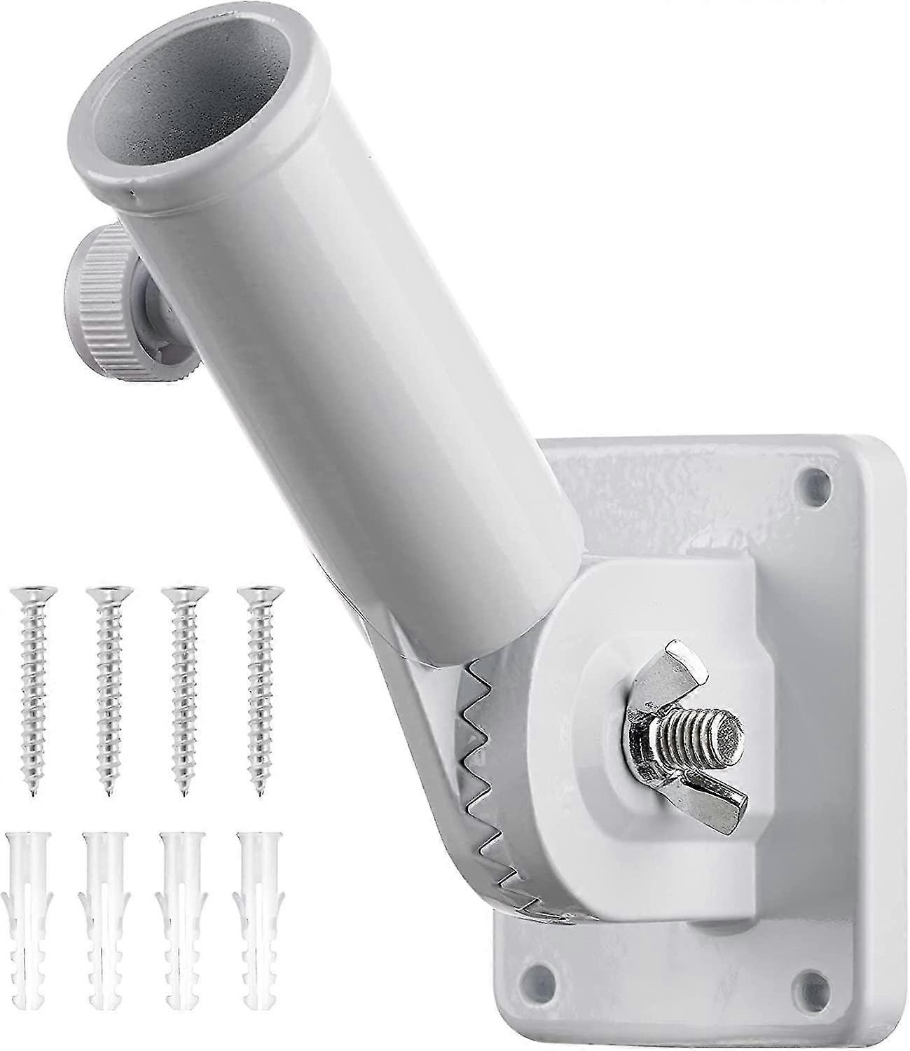 Flag Pole Mounting Bracket Multi - Position Adjustable Bracket with Rustproof Aluminum Alloy Flagpole Bracket (White)