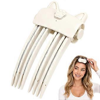 RUIYUE Heated Hair Volume Clip with Root Lifter Comb (Pink) | Portable Volumizer Tool for Fine, Flat or Curly Hair