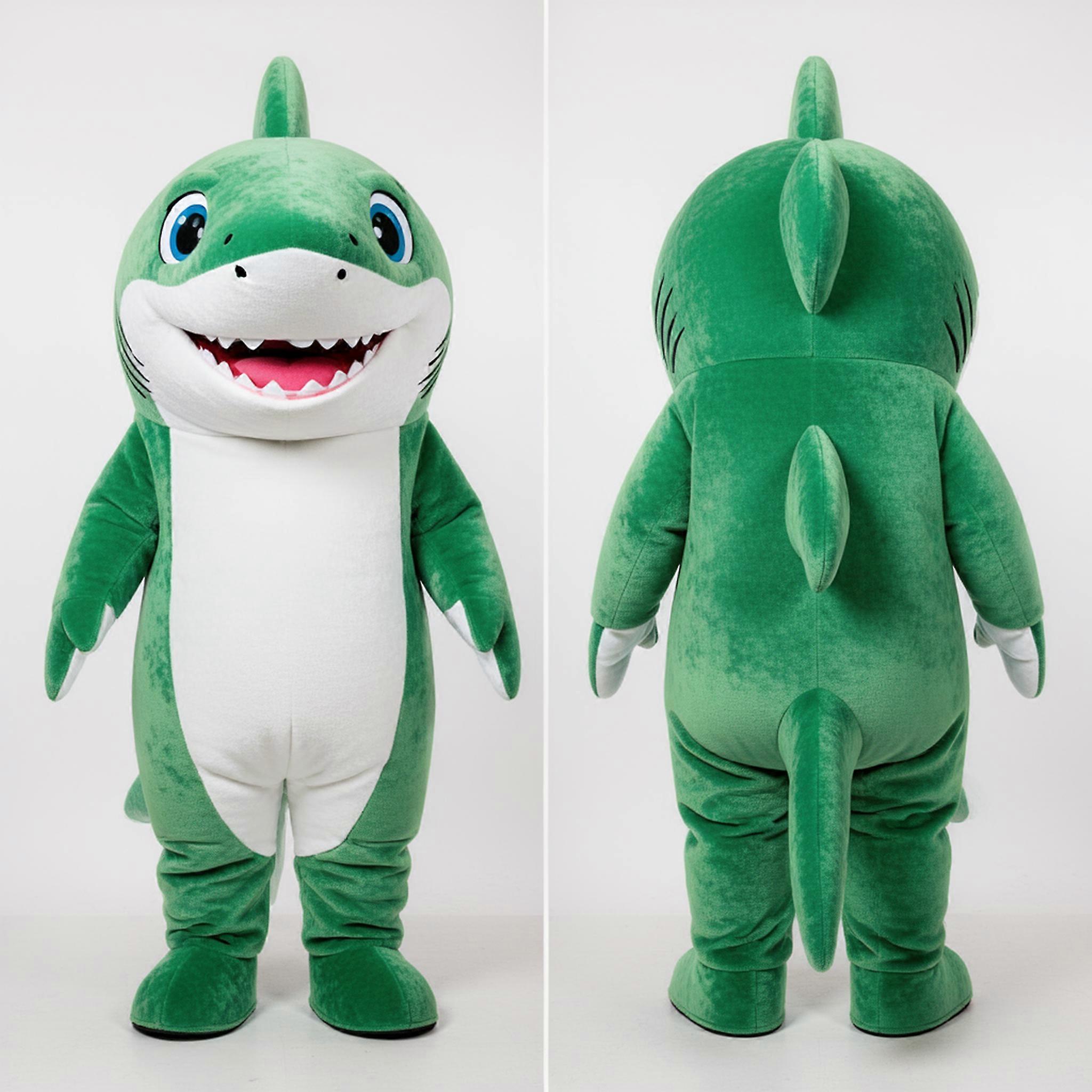 MASTICOT Emerald Green Cartoon Shark Mascot