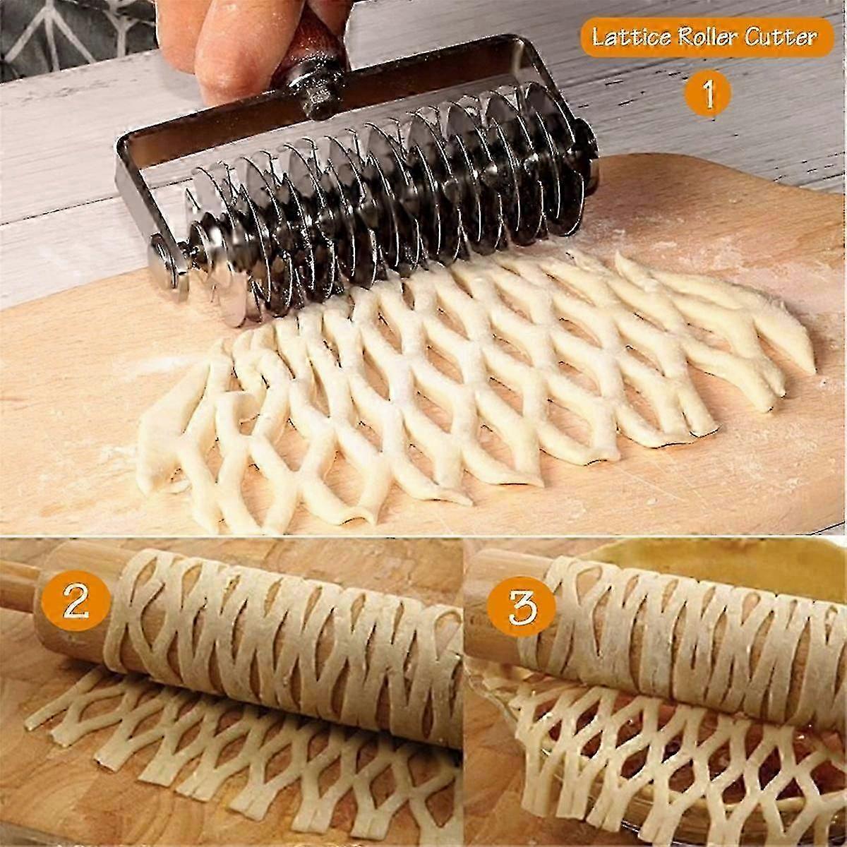 Wood Handle Stainless Lattice Roller