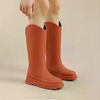 Korean Style Women's High-Tube Rain Boots, Thick Sole Water-Resistant Rubber, Non-Slip Wellington Style for Wet Weather Outdoor Wear