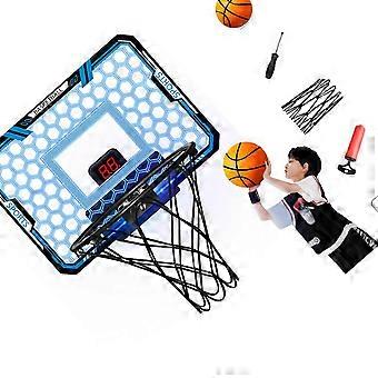 Electronic Scoreboard Basketball Hoops Wall Mounted Foldable LED Lights Set Including Ball Pump For Various Ages Red