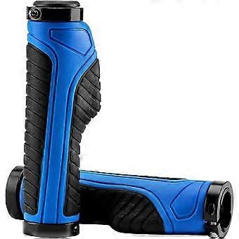 Mountain Bike Grips compatible with Mountain Bike Grips Double Aluminum Clip Locks on Grip Ends, Blue, 2 Pieces