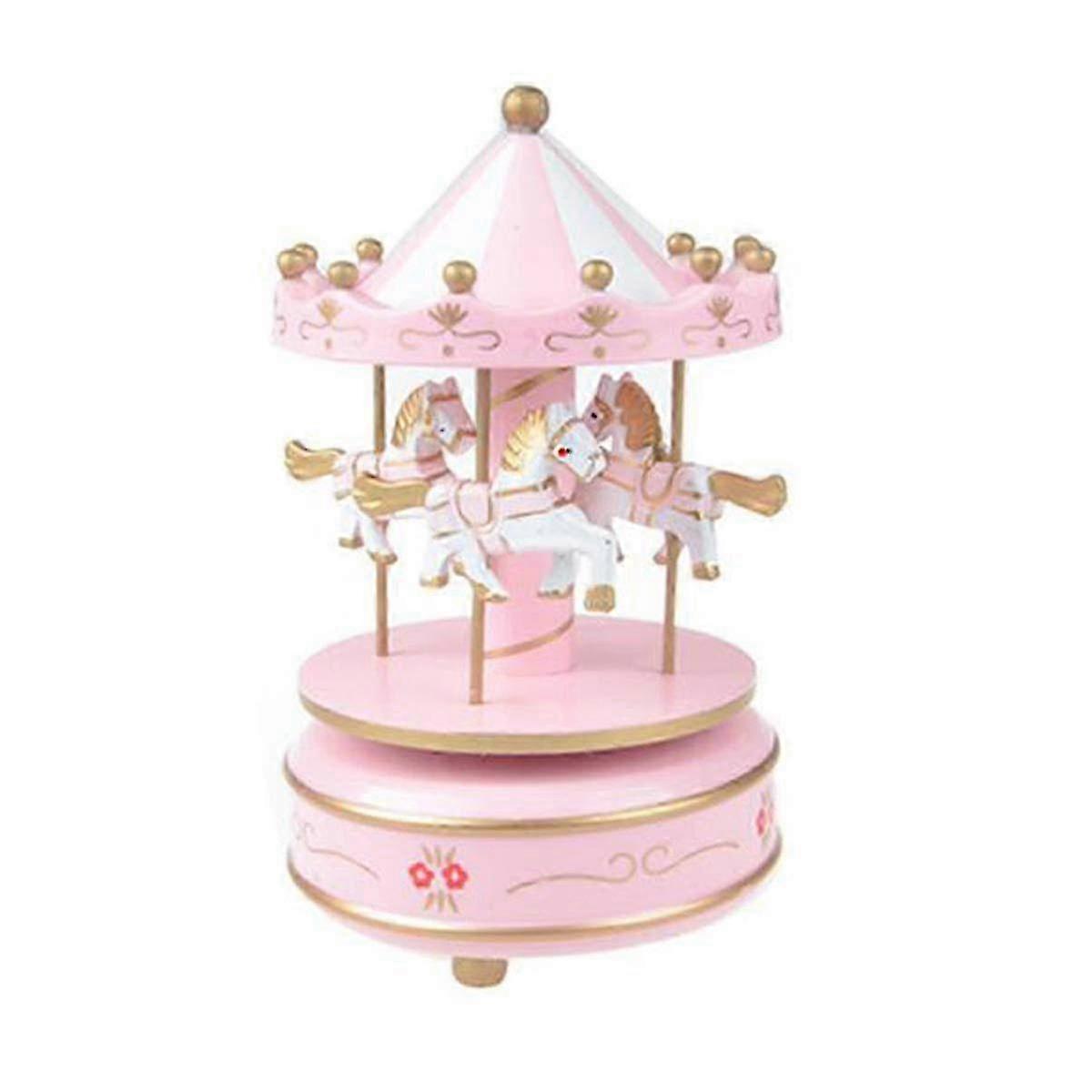 Pink Carousel Music Box Decor