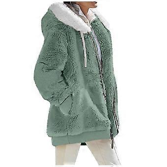 Wintermode Damesjas Nieuwe Casual Capuchon Rits Dameskleding Kasjmier Herfst Vrouwen Fleece Jas Effen Kleur Dames Jassen