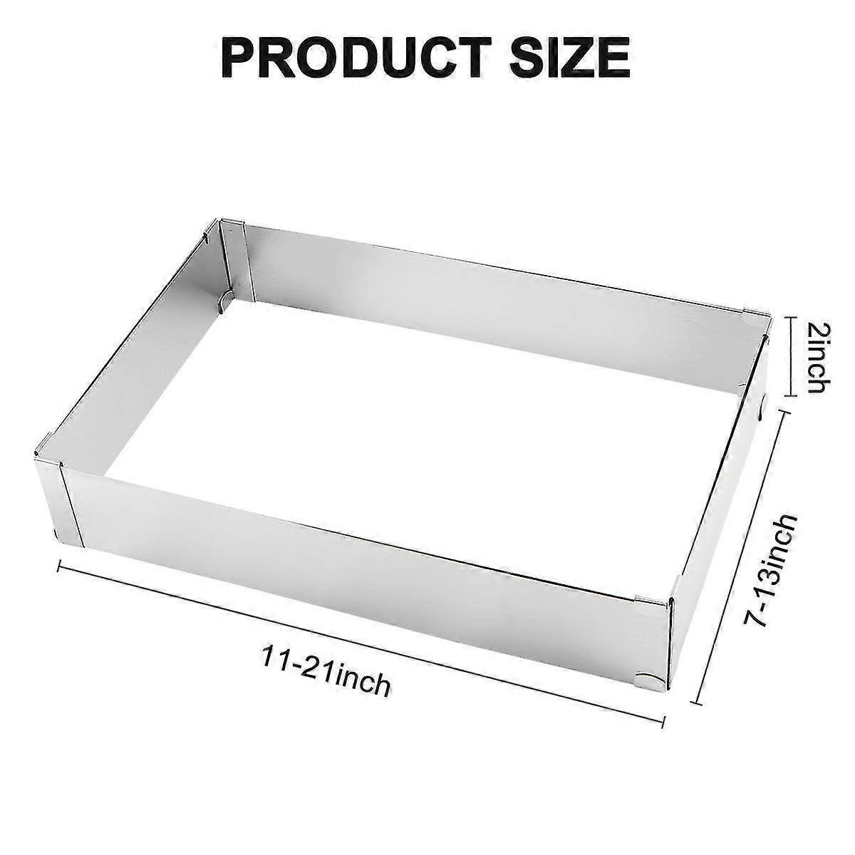 Adjustable Square Rectangular Extendable Baking Mould Compatible with Cake Pizza Cake Ring