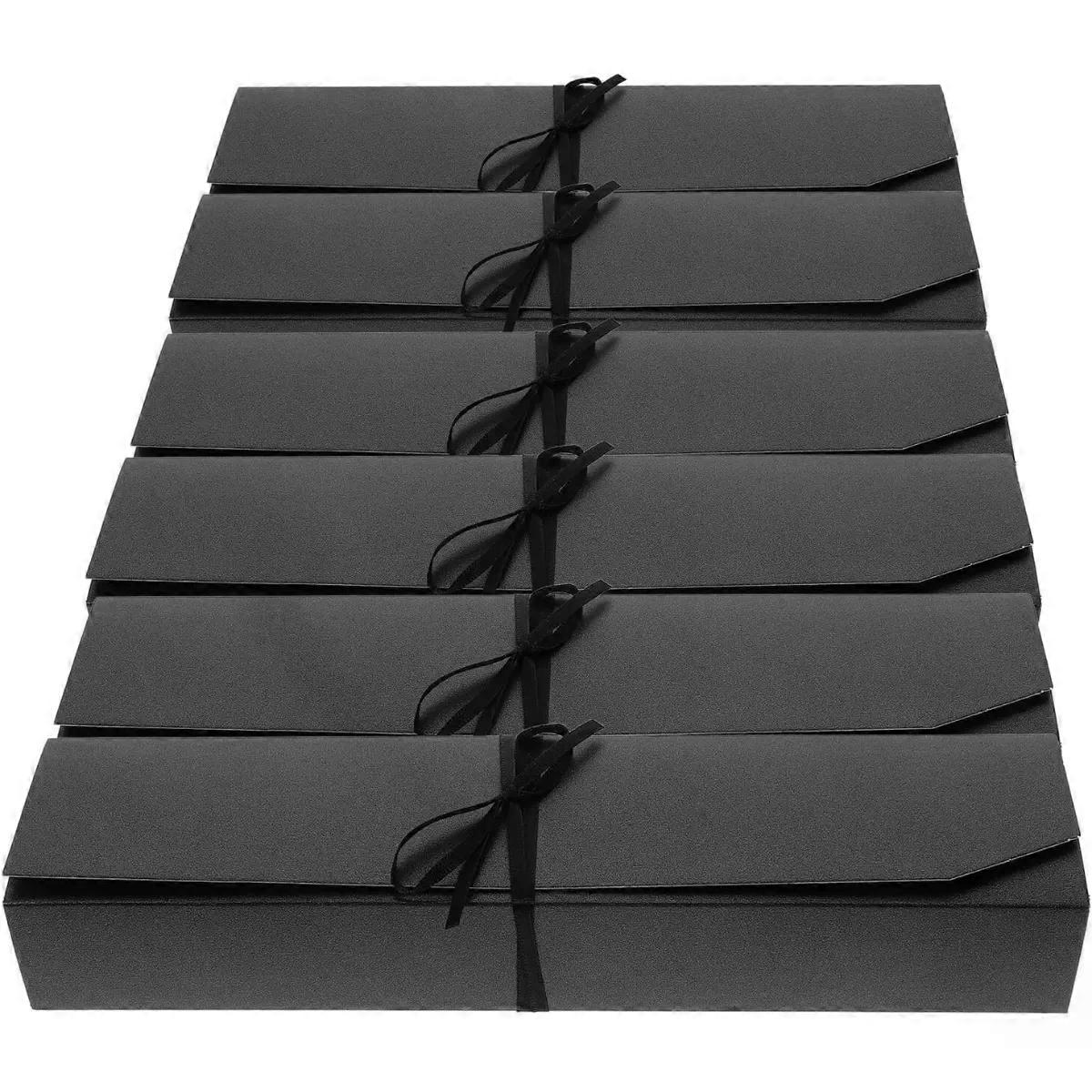6pcs Black Truffle Gift Boxes with 6 Grid Paper Packaging