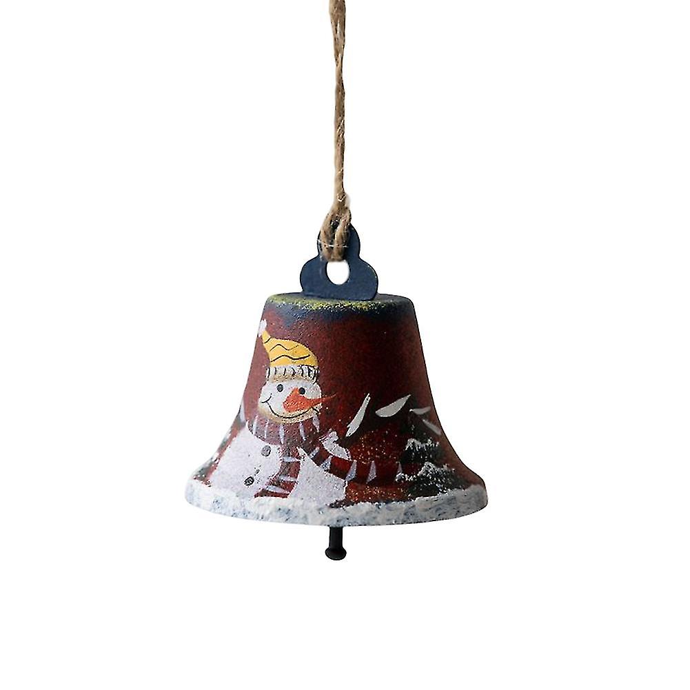 Retro Christmas Bell Pendant Cute Santa/snowman Bell Ornament Wrought Iron Christmas Tree Hanging Ornament